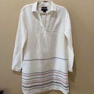 Tahari 100% Linen Collared Creme dress SZ Medium